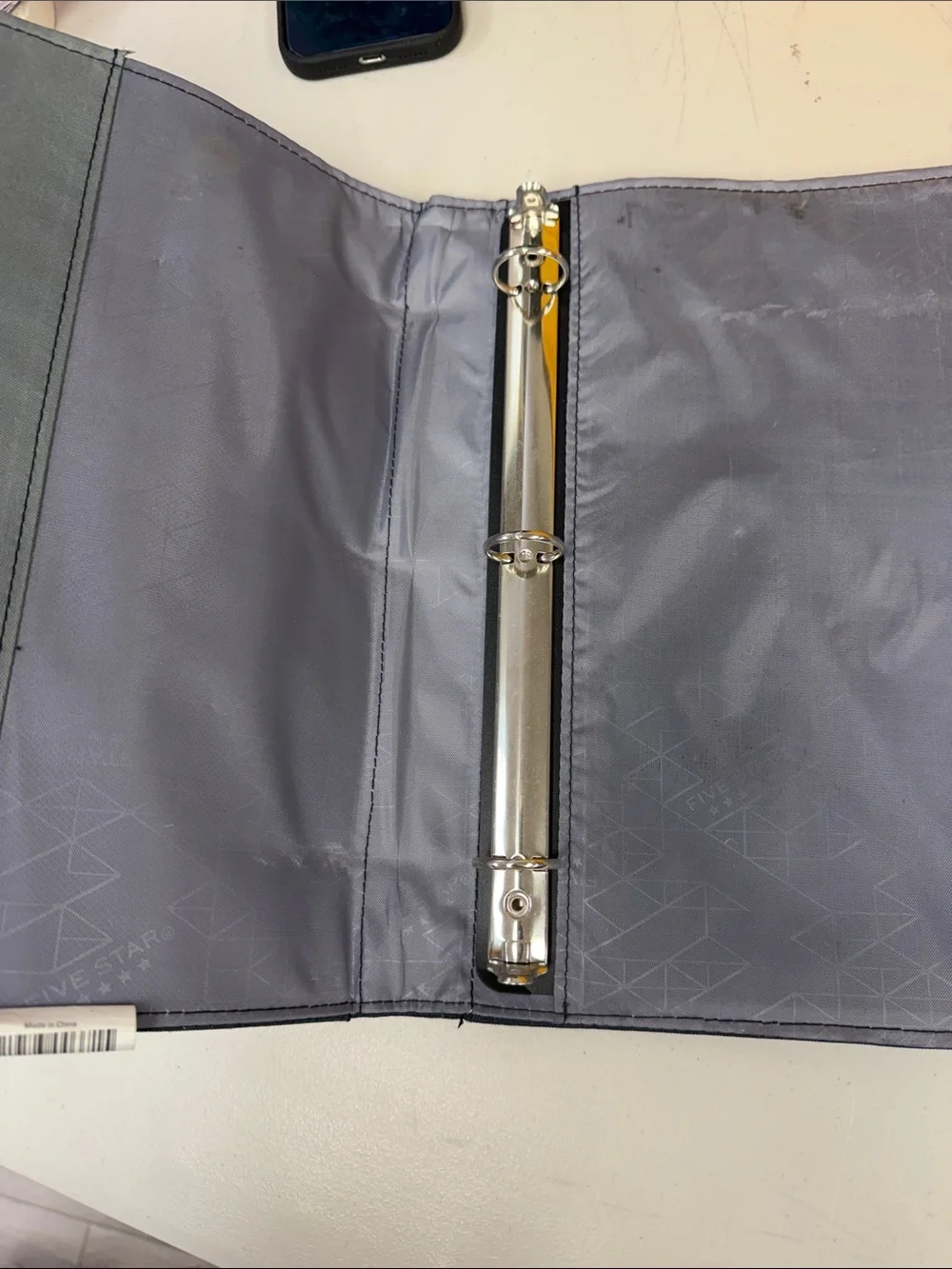 Five Star Charcoal Pencil Pouch and binder with Light Blue Zipper pouch on side